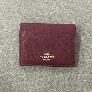 Coach Deep Red/Maroon Leather wallet with multicolor interior